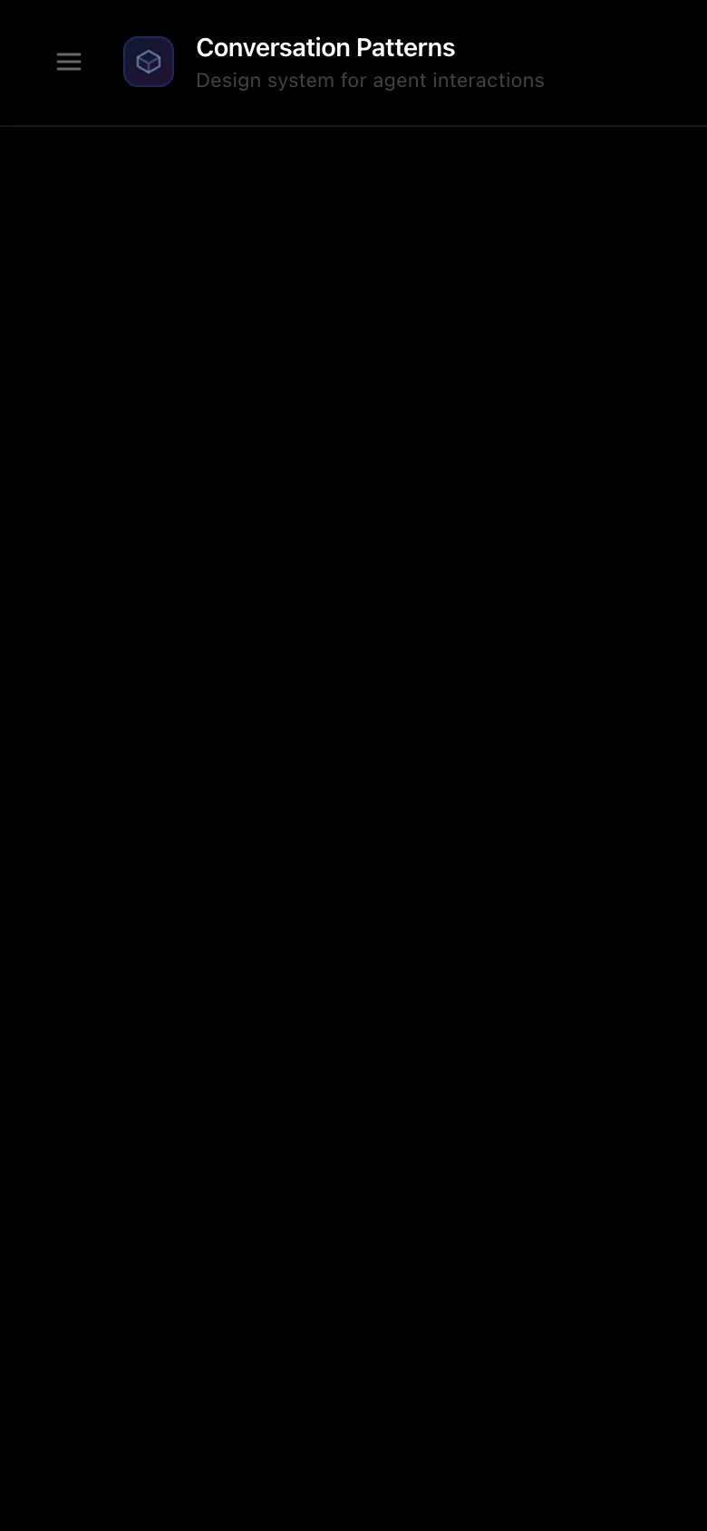 Conversation Pattern Library: Home page on mobile