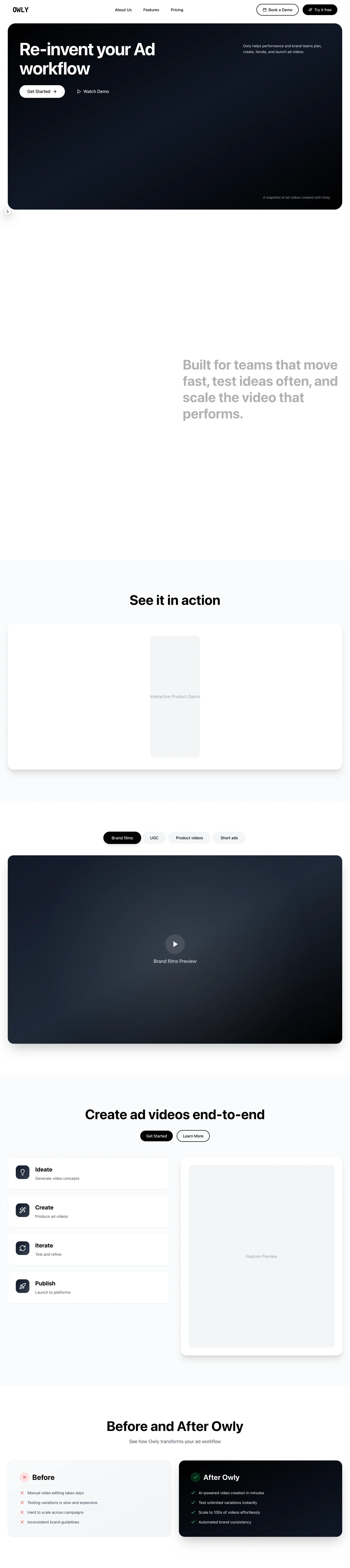 Early Owly marketing page: Home page on desktop
