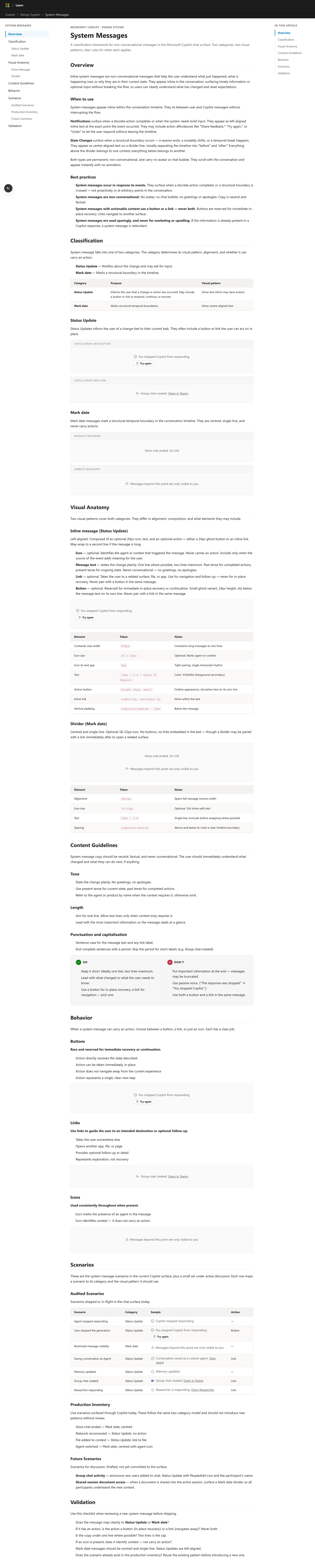 System Messages: Home page on desktop